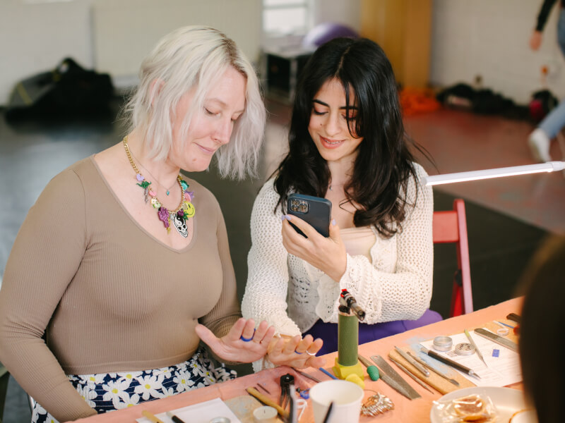 woman taking a jewellery making class